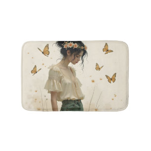 Gentle Elegance in a Butterfly Dance Bath Mat