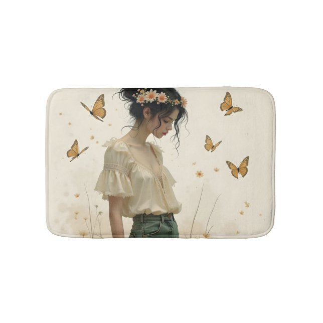 Gentle Elegance in a Butterfly Dance Bath Mat (Front)