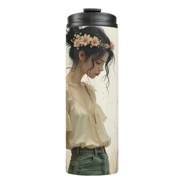 Gentle Elegance in a Butterfly Dance Thermal Tumbler (Front)