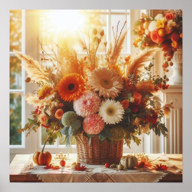 Gentle Fall Flowers Decorative Poster (Front)