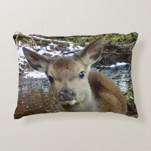 Gentle Fawn Wildlife Art Baby Deer Serene Woodland Accent Pillow
