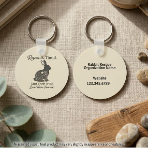Gentle Floral Bunny Warm Cream Rescue Gift Keychain