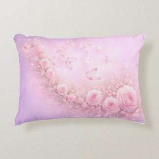 Gentle Floral Pattern – Soft Pink Roses with Soft  Accent Pillow