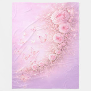 Gentle Floral Pattern – Soft Pink Roses with Soft Fleece Blanket
