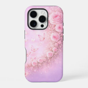 Gentle Floral Pattern – Soft Pink Roses with Soft iPhone 16 Pro Case