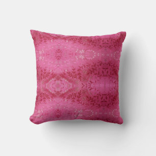 Gentle floral pattern, white flowers and pink twig throw pillow