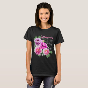 Gentle flowers pink purple peonies with sparkles T-Shirt