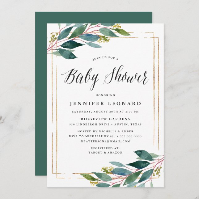 Gentle Foliage | Baby Shower Invitation (Front/Back)