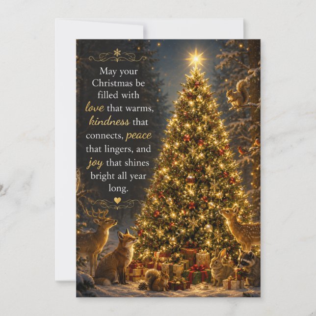 Gentle Forest Creatures Christmas Holiday Card (Front)