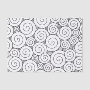 Gentle Geometric Black & White Spirals Tissue Paper