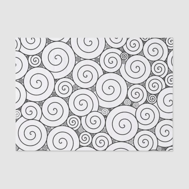 Gentle Geometric Black & White Spirals Tissue Paper (Front)