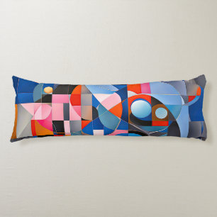 Gentle Geometry: Hues of Blue & Pink in Abstract Body Pillow