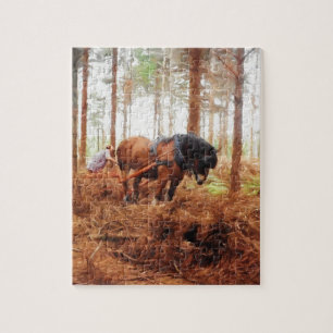 Gentle Giant - Draught Horse Hauling Logs in Jigsaw Puzzle