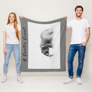Gentle Giant Elephant high key photo with text Fleece Blanket