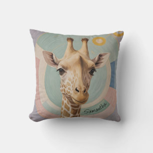 Gentle Giant: Pastel Giraffe Throw Pillow