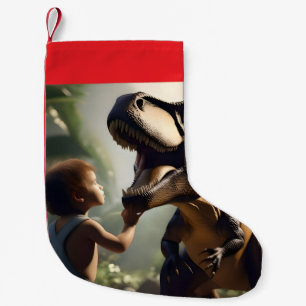 Gentle Giant: The Friendly T-Rex Who Loves a Pat Small Christmas Stocking