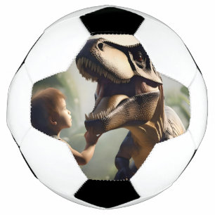 Gentle Giant: The Friendly T-Rex Who Loves a Pat Soccer Ball