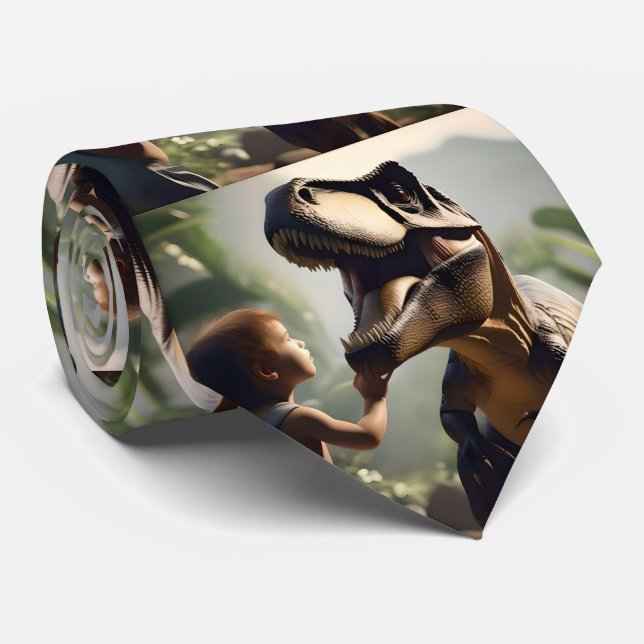 Gentle Giant: The Friendly T-Rex Who Loves a Pat Tie (Rolled)