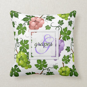 Gentle Grapes and Grapevines Throw Pillow