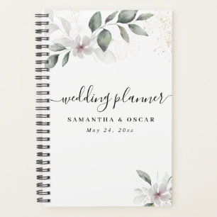  Gentle Greenery Watercolor Leaf & Flower   Gold Planner