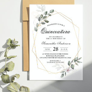  Gentle Greenery Watercolor Leaf Frame & Flower Invitation