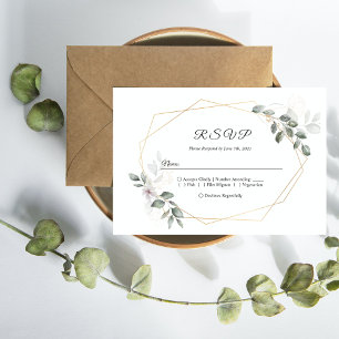  Gentle Greenery Watercolor Leaf Frame & Flower Invitation Postcard