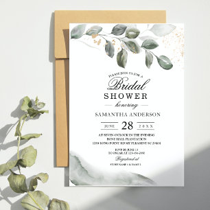  Gentle Greenery Watercolor Leaf   Gold Dust  Invitation