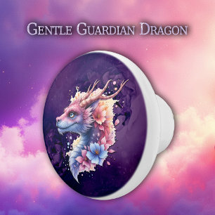 Gentle Guardian Dragon.  Ceramic Knob