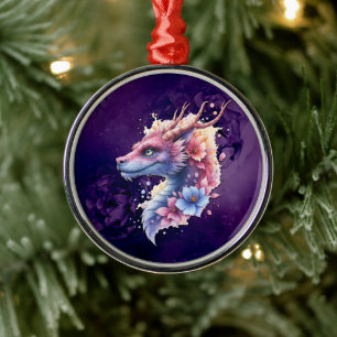 Gentle Guardian Dragon. Metal Ornament