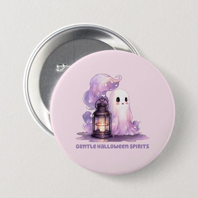 Gentle Halloween Spirits - Pastel Ghost 3 Inch Round Button (Front & Back)
