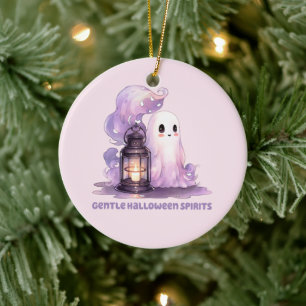Gentle Halloween Spirits - Pastel Ghost Ceramic Ornament