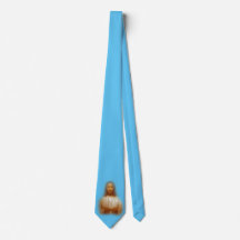 Gentle Jesus Religious Sky Blue Satin Necktie