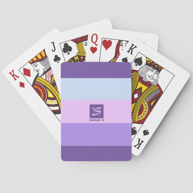 Gentle Lavender Dreams Colour Palette Monogram Playing Cards (Back)