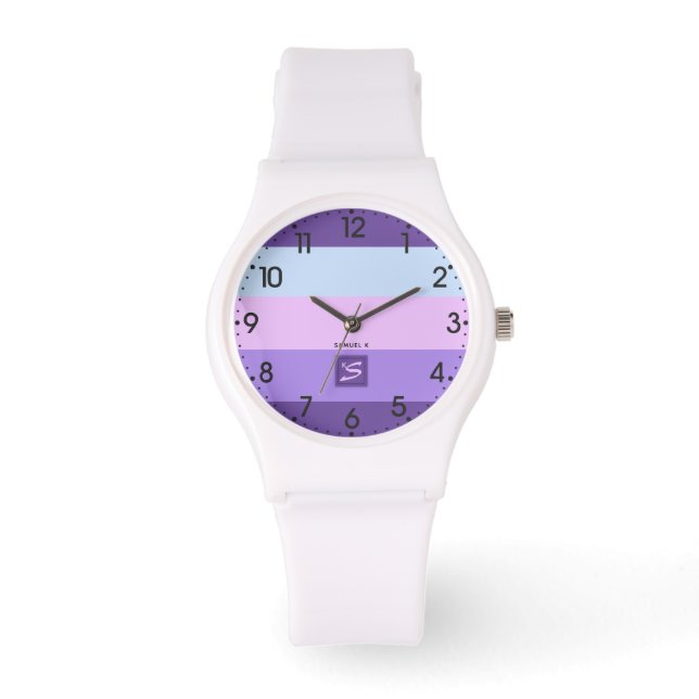 Gentle Lavender Dreams Colour Palette Monogram Watch (Front)