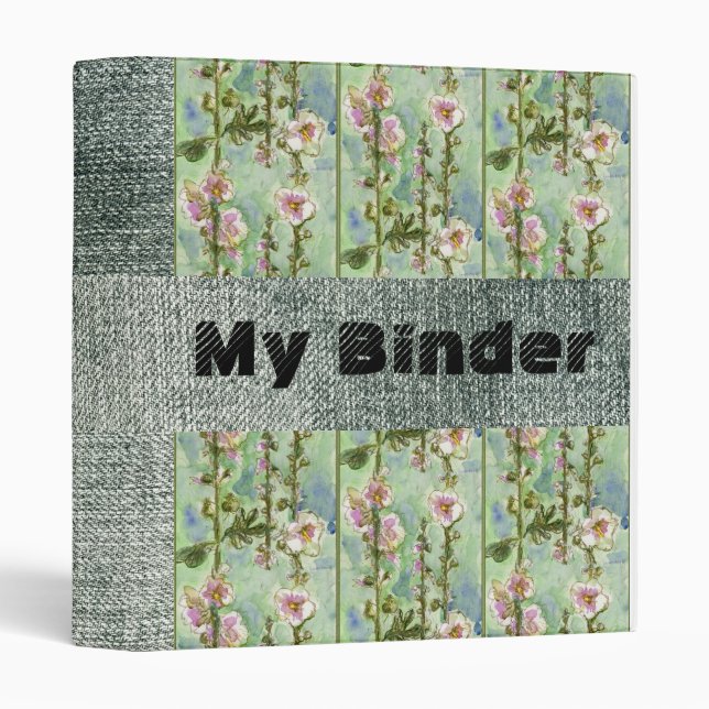 Gentle Mallow Flowers and Denim Binder (Front/Spine)