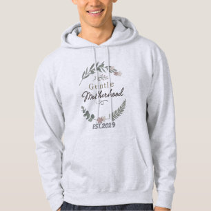 Gentle Motherhood Boho Floral Wreath Typography De Hoodie