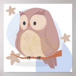 Gentle night scene with owl,  poster