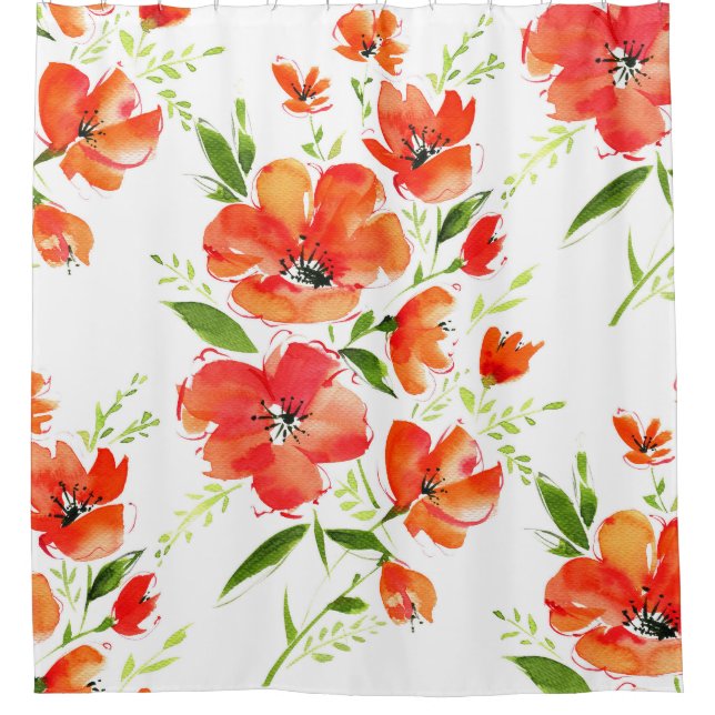 Gentle Orange Poppies Watercolor Pattern (Front)