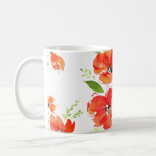 Gentle Orange Poppies Watercolor Pattern Coffee Mug