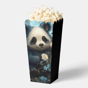Gentle Panda Bear Among Jungle Roses Favor Box