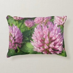 Gentle pink and green clover accent pillow