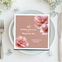 Gentle Pink Gold Floral 45th Wedding Anniversary