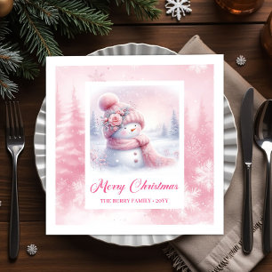 Gentle Pinkmas Christmas Scene Napkins Kids Winter
