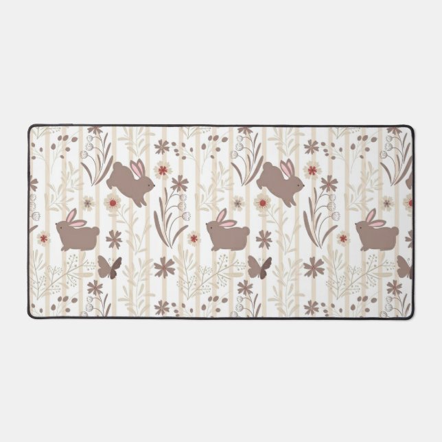 Gentle Rabbit Prince with Botanicals Desk Mat (Front)