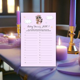 Gentle Raccoon Animal Girl Baby Shower Game ABC