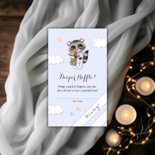 Gentle Raccoon Baby Shower Diaper Raffle Enclosure Card