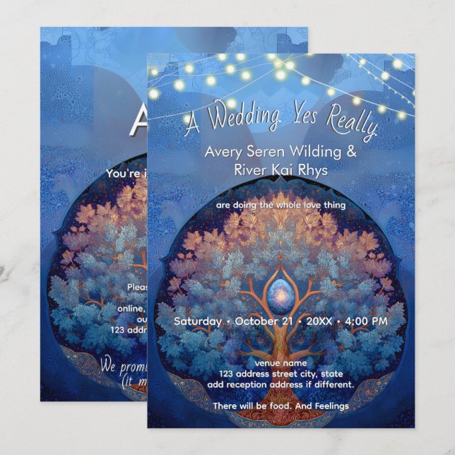 Gentle Radiance | Tree of Life B&B Invitation (Front/Back)