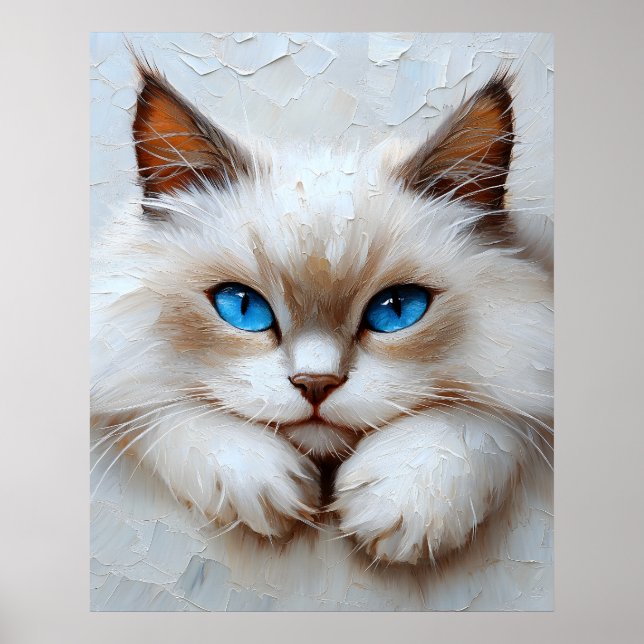 Gentle Ragdoll Cat – Painterly Pastel Composition Poster (Front)