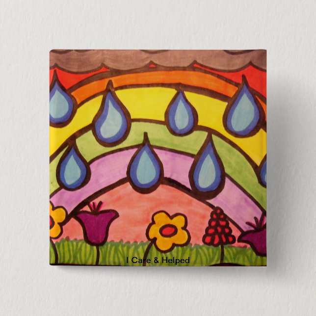 Gentle Raindrops 2 Inch Square Button (Front)