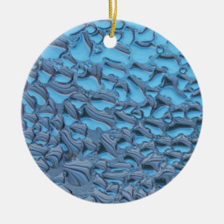 Gentle raindrops on blue glass ceramic ornament